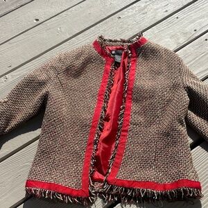 Carole Little Red and Brown Tweed Blazer